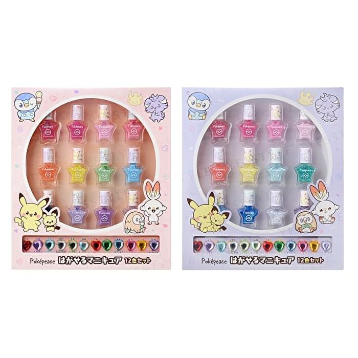 Pokemon Peaceful Place Peel Off Nail Polish 12 Colors Set - Pink - 12 pcs