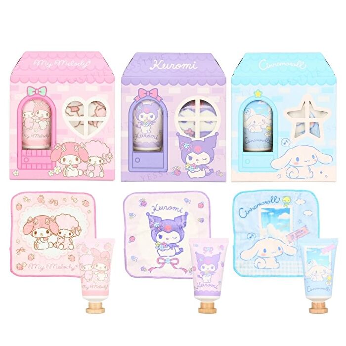 Sanrio Hand Cream & Mini Towel Set - Kuromi - Floral