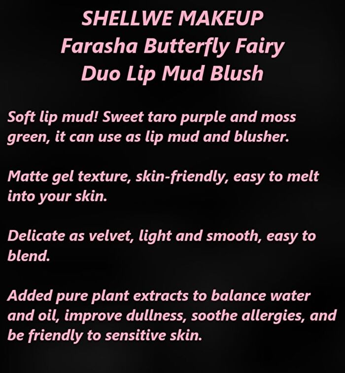 Shellwe Makeup Farasha Butterfly Fairy Duo Lip Mud Blush - 3 Colors - #01 LEPKE - 5.2g