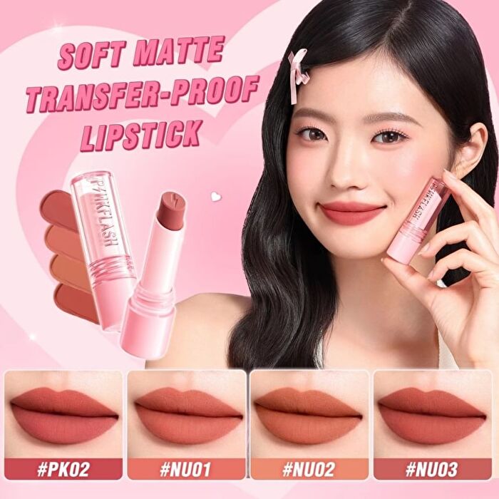 Pinkflash Loving Heart Lasting Matte Lipstick - 4 Colors - #NU03 Classy Mauve - 3.5g
