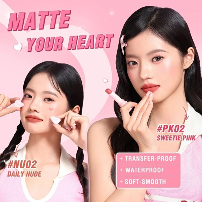Pinkflash Loving Heart Lasting Matte Lipstick - 4 Colors - #NU03 Classy Mauve - 3.5g