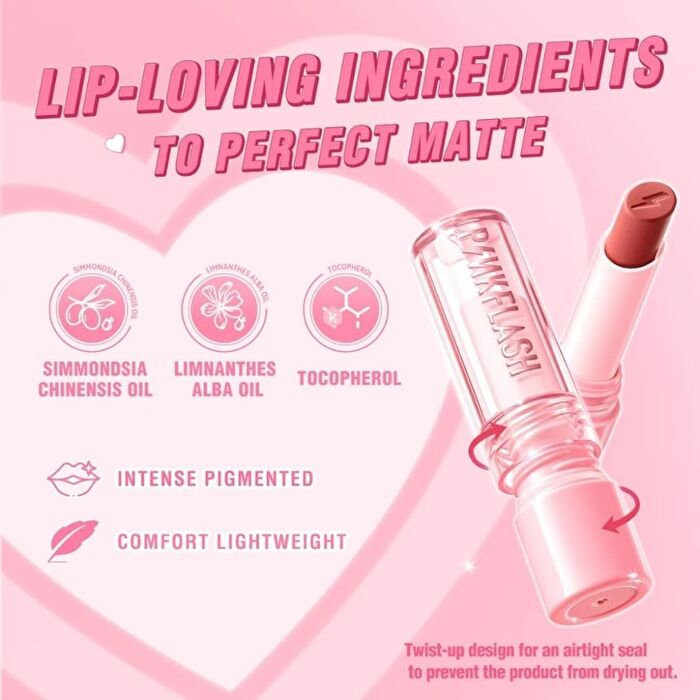 Pinkflash Loving Heart Lasting Matte Lipstick - 4 Colors - #NU03 Classy Mauve - 3.5g