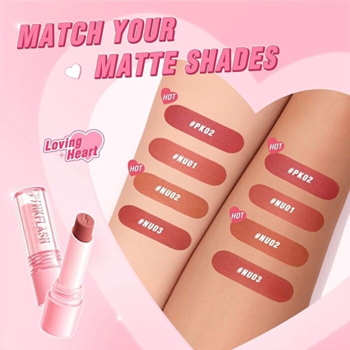 Pinkflash Loving Heart Lasting Matte Lipstick - 4 Colors - #NU03 Classy Mauve - 3.5g