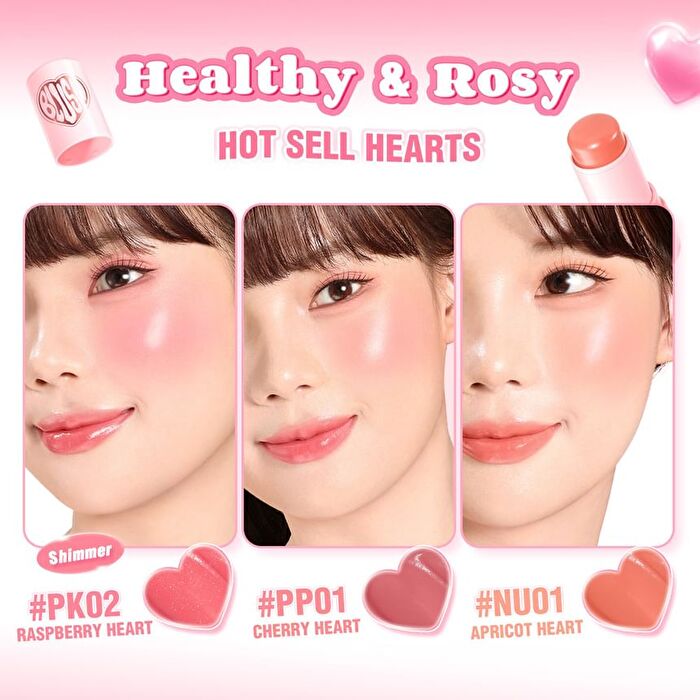 Pinkflash Multi-Use Watery Blush Stick - 4 Colors - #PP01 Cherry Heart - 3.5g