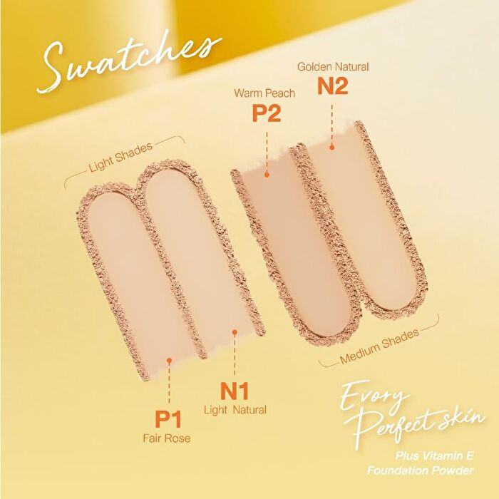 Evory Perfect Skin Plus Vitamin E Foundation Powder - P1 Light Pink Beige