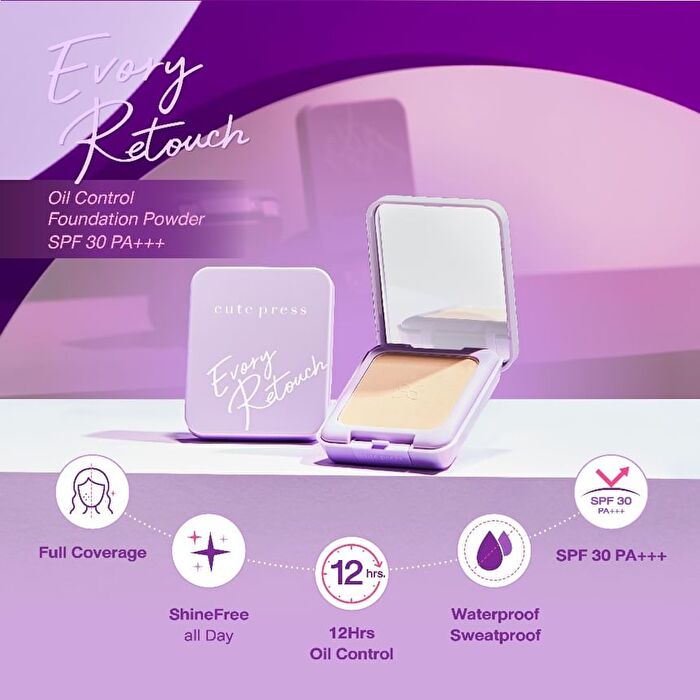 Evory Retouch Oil Control Foundation Powder SPF 30 PA +++ - P2 Pink Beige