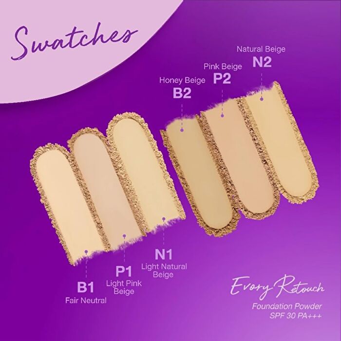 Evory Retouch Oil Control Foundation Powder SPF 30 PA +++ - N1 Light Natural Beige