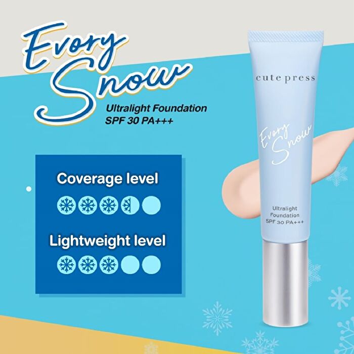 Evory Snow Ultralight Foundation SPF 30 PA +++ - P1 Light Pink Beige - 30g