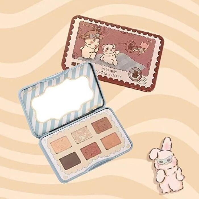 Yigu Digu GUGU Postcard 6-Color Eyeshadow Palette - 2 Types - 01# Gilded Brown - 6.5g