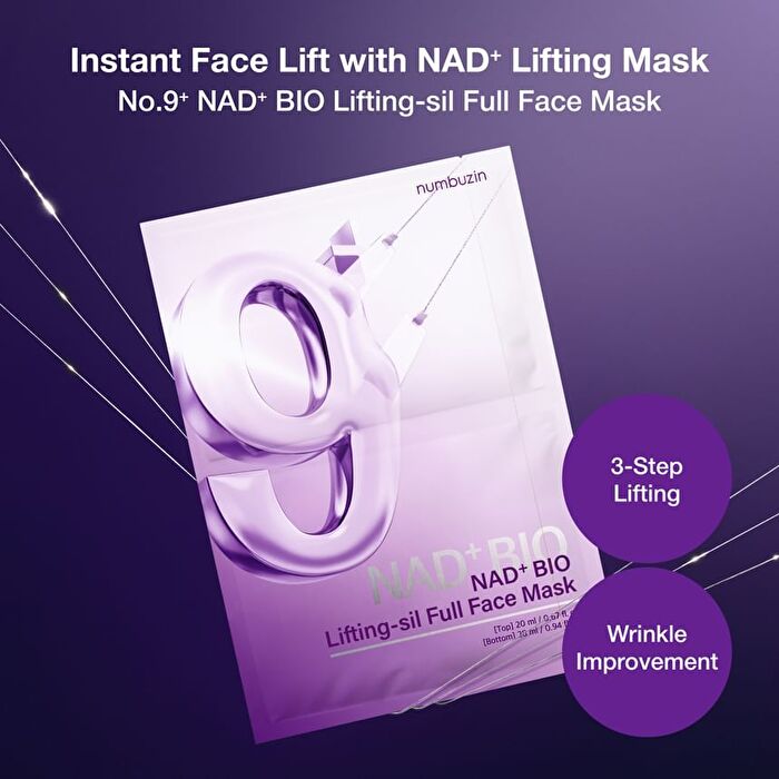 numbuzin No.9 NAD Bio Lifting-sil Full Face Mask Set - 2025 Version - 48ml x 4 sheets