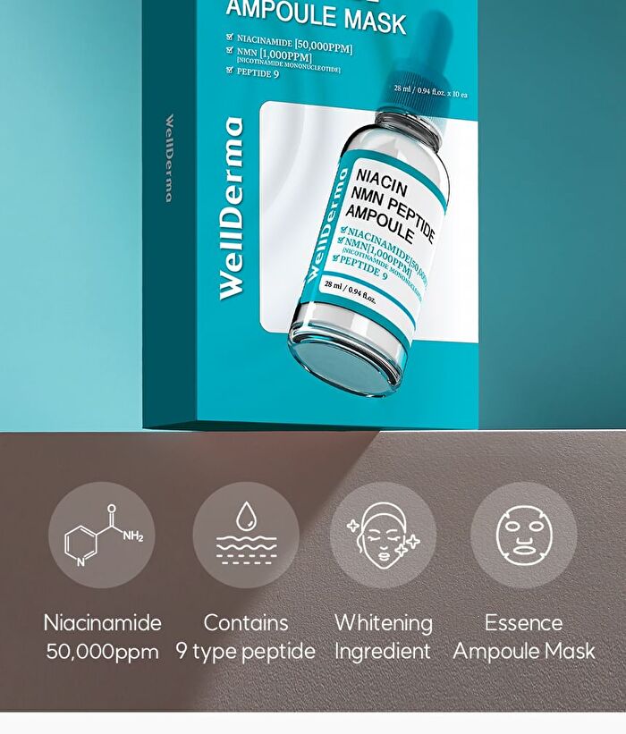 G Plus Niacin Nmn Peptide Ampoule Mask Set - 28ml x 10 Sheets