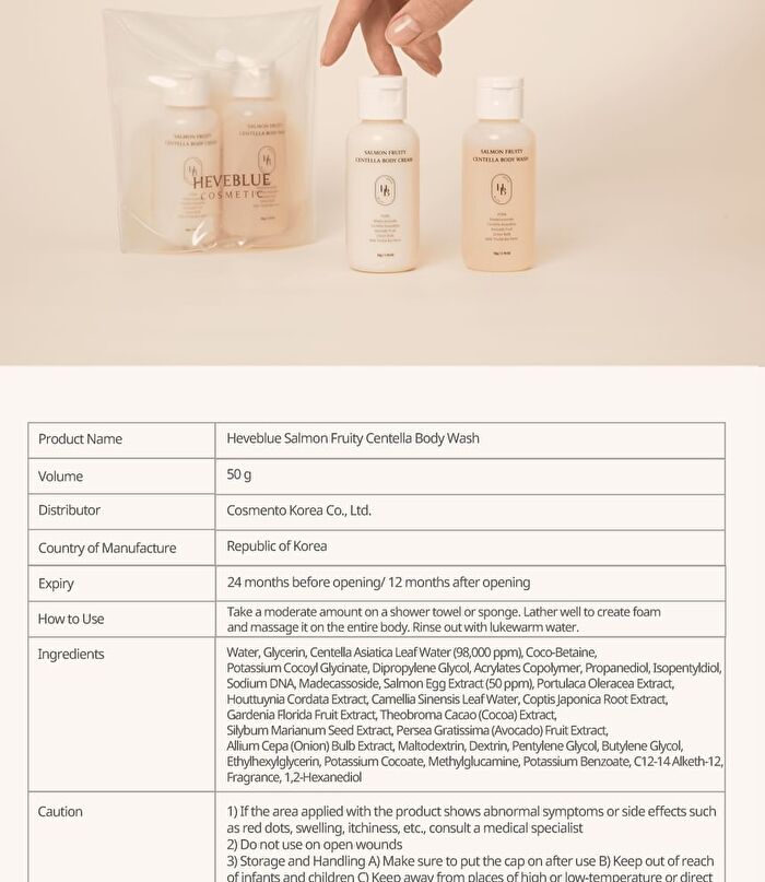 Heveblue Salmon Fruity Centella Body Travel Kit Set - 2 pcs