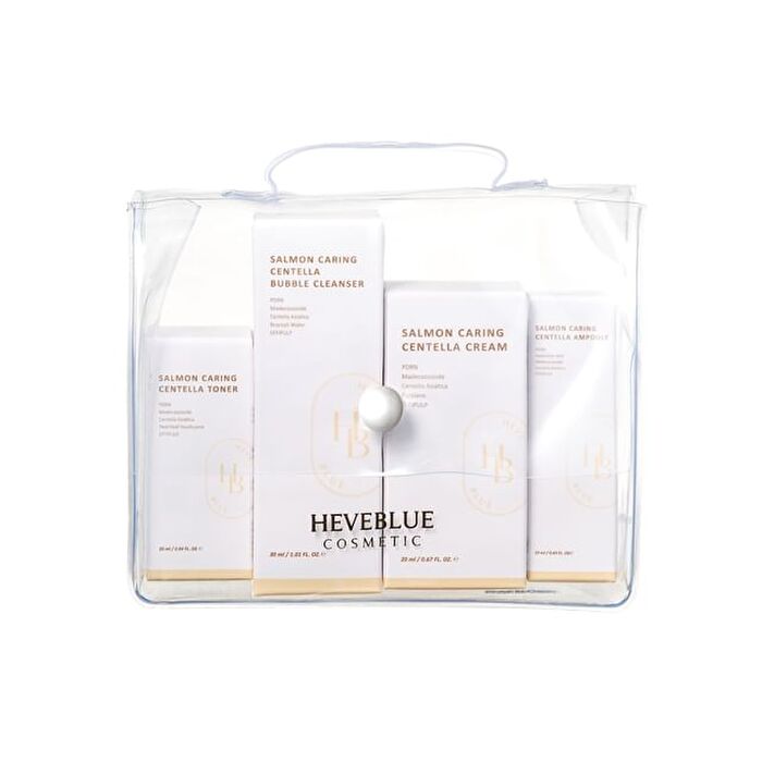 Heveblue Salmon Caring Centella Special Travel Kit Bag Set - 4 pcs