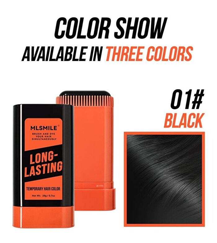 Long-Lasting Temporary Hair Color Stick - 3 Colors - #01 - 20g