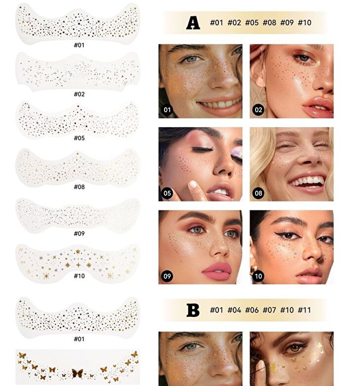 Mlsmile Set of 6: Freckle Glitter Tattoo Sticker Set - A - #A - 6pcs