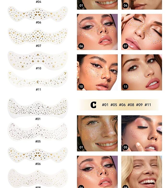 Mlsmile Set of 6: Freckle Glitter Tattoo Sticker Set - A - #A - 6pcs
