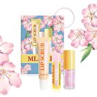 Set of 4: Lip Care & Hair Elastic Gift Set - Peach - #02 Peach