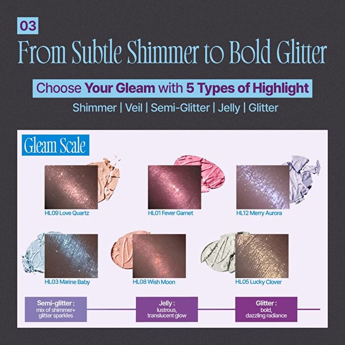 fwee Glitz Stone Highlighter - 12 Colors - #HL10 Opal Blooming