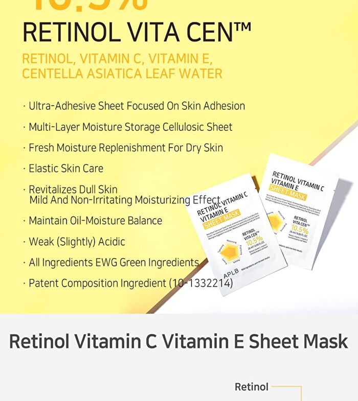 Aplb Retinol Vitamin C Vitamin E Sheet Mask - 25ml