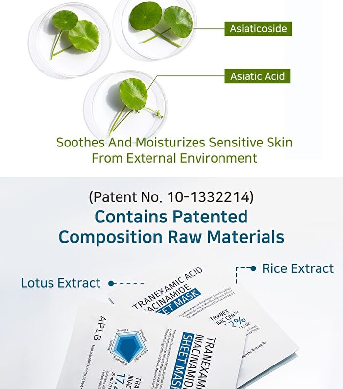Aplb Tranexamic Acid Niacinamide Sheet Mask Set - 25ml x 10 Sheets