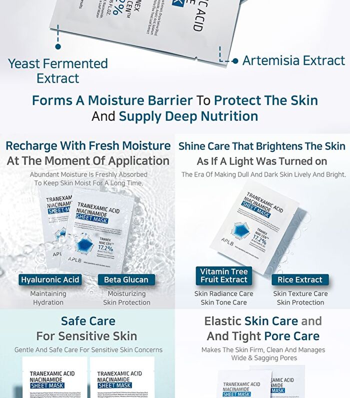 Aplb Tranexamic Acid Niacinamide Sheet Mask Set - 25ml x 10 Sheets