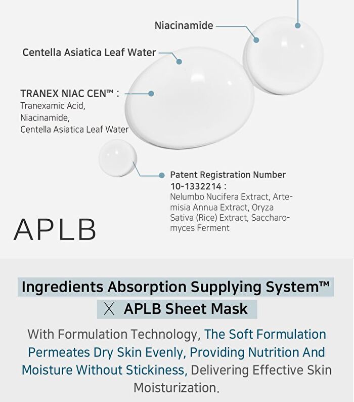 Aplb Tranexamic Acid Niacinamide Sheet Mask Set - 25ml x 10 Sheets