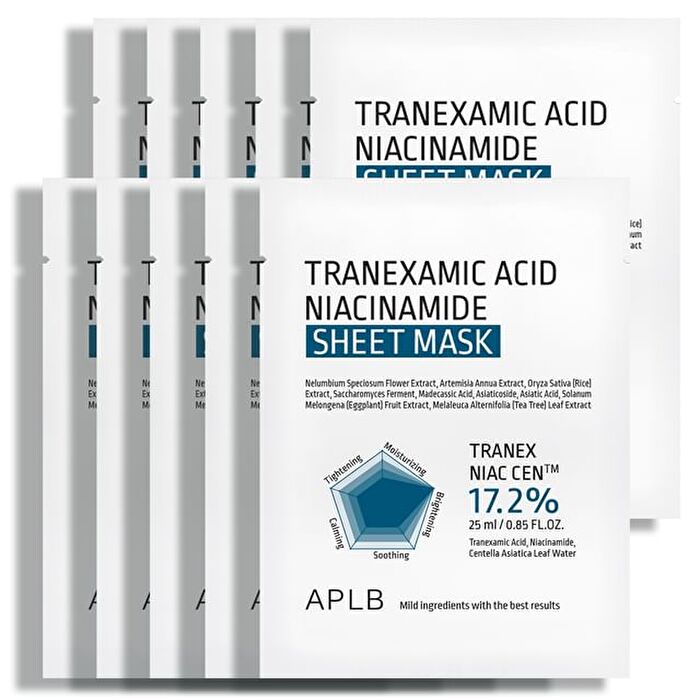 Aplb Tranexamic Acid Niacinamide Sheet Mask Set - 25ml x 10 Sheets
