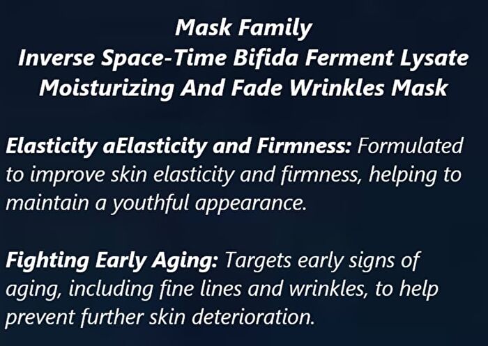 Inverse Space-Time Moisturizing And Fade Wrinkles Mask - 4 Types - #Elasticity - 1 pcs