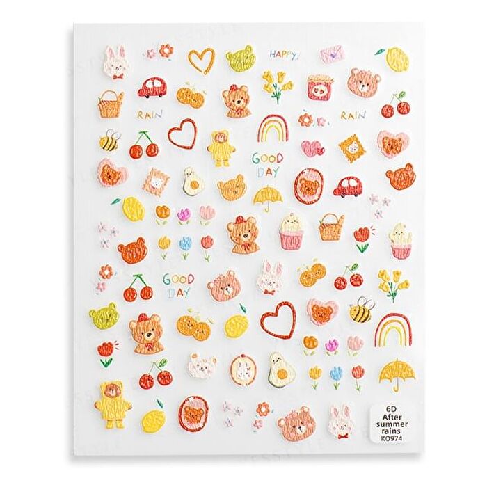 Embossed Nail Stickers Bear - 1 pc