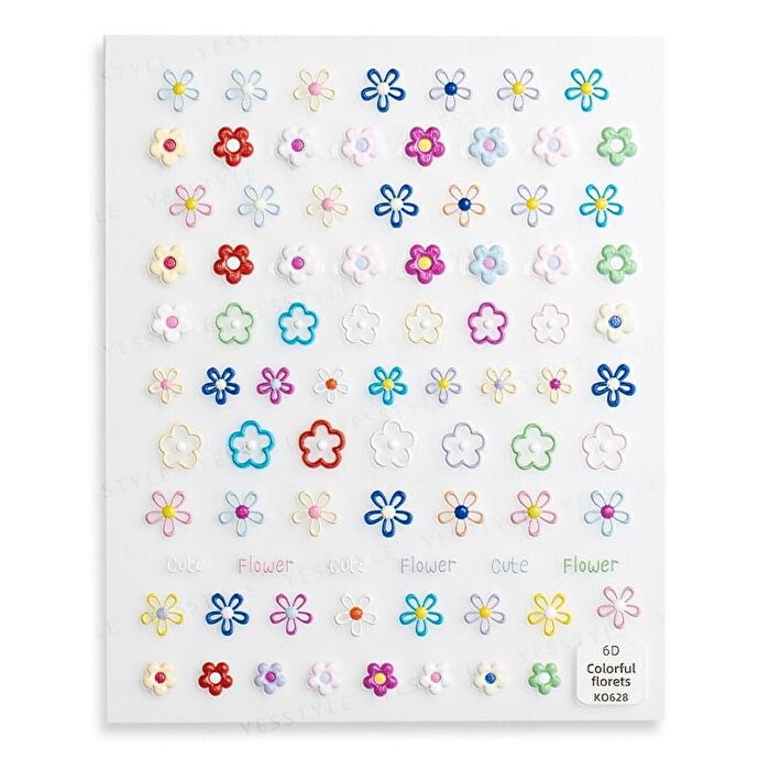 Embossed Nail Stickers Small Flower - 1 pc