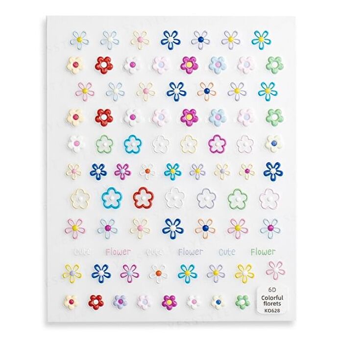 Embossed Nail Stickers Small Flower - 1 pc
