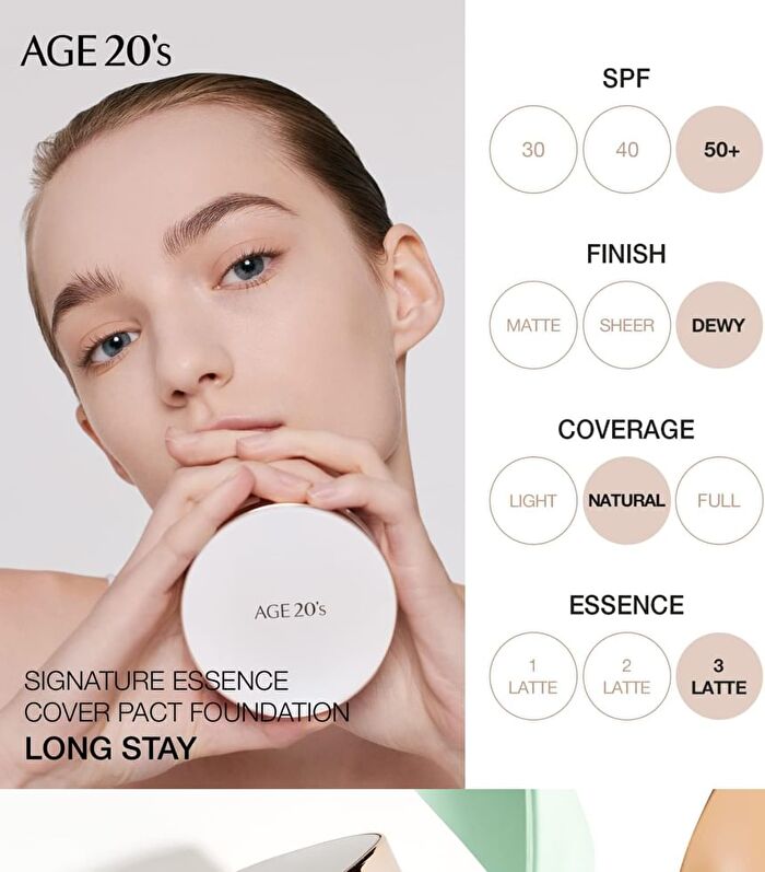 Signature Essence Cover Pact Long Stay Set - 3 Colors - #13 Ivory