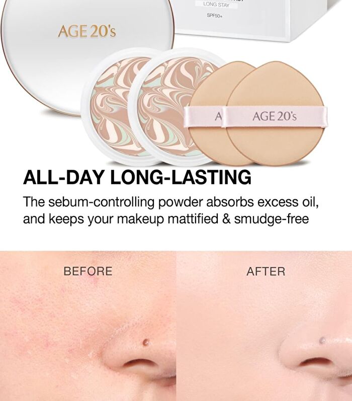 Signature Essence Cover Pact Long Stay Set - 3 Colors - #13 Ivory