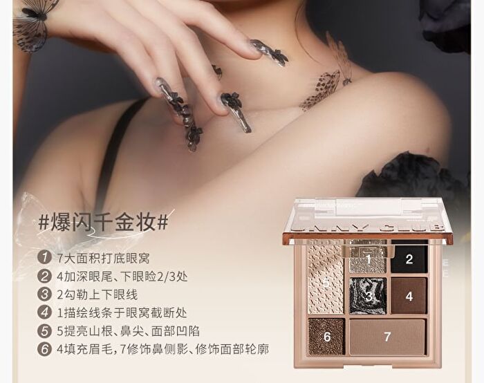 The Trace of Phantom Butterfly 7-Color Eyeshadow Palette - 2 Types - 01# Twilight Morpho Butterfly - 7.6g