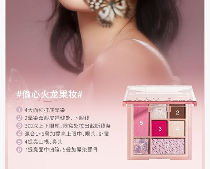 The Trace of Phantom Butterfly 7-Color Eyeshadow Palette - 2 Types - 01# Twilight Morpho Butterfly - 7.6g