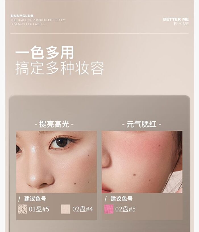 The Trace of Phantom Butterfly 7-Color Eyeshadow Palette - 2 Types - 01# Twilight Morpho Butterfly - 7.6g