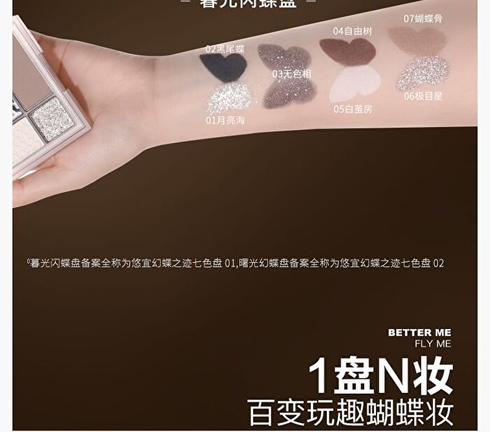 The Trace of Phantom Butterfly 7-Color Eyeshadow Palette - 2 Types - 01# Twilight Morpho Butterfly - 7.6g