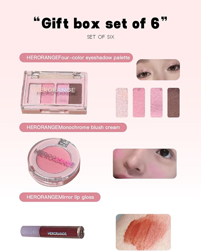 Herorange Set of 6: Girl Pink Makeup Gift Box - Pinky - #01 - 6pcs