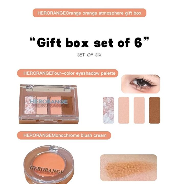 Herorange Set of 6: Energetic Orange Makeup Gift Box - Orange - #02 - 6pcs
