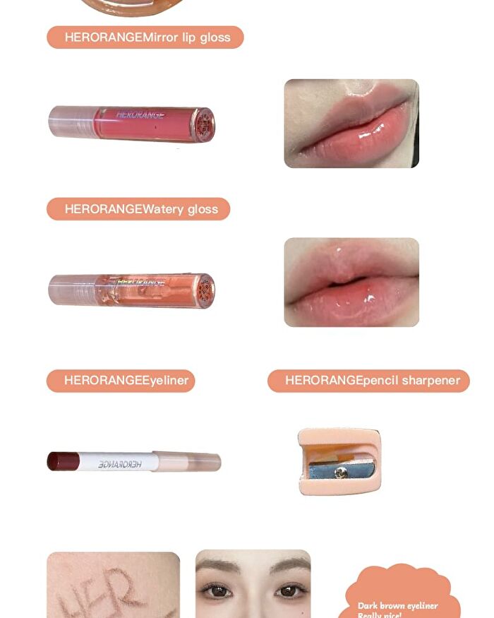 Herorange Set of 6: Energetic Orange Makeup Gift Box - Orange - #02 - 6pcs
