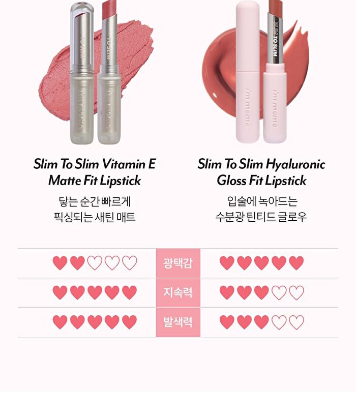 I\'m Meme Slim To Slim Hyaluronic Gloss Fit Lipstick - 3 Colors - #03 Intense Beige