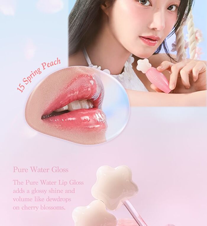 dasique Pure Water Lip Gloss Pink Blossom Collection - 2 Colors - #15 Spring Peach