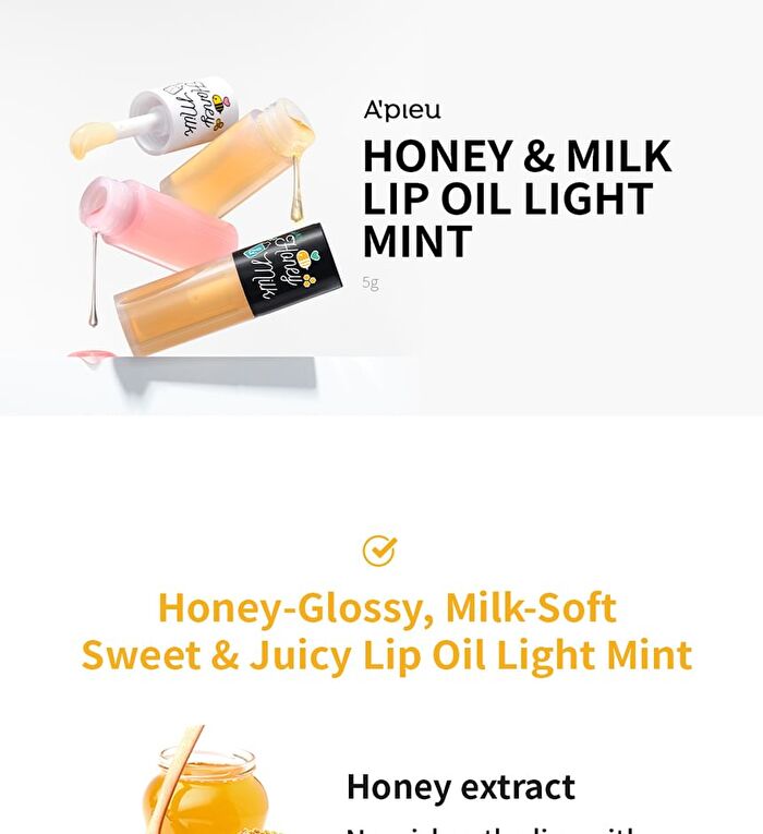 Honey & Milk Lip Oil Light - 2 Types - 2025 Version - Peach