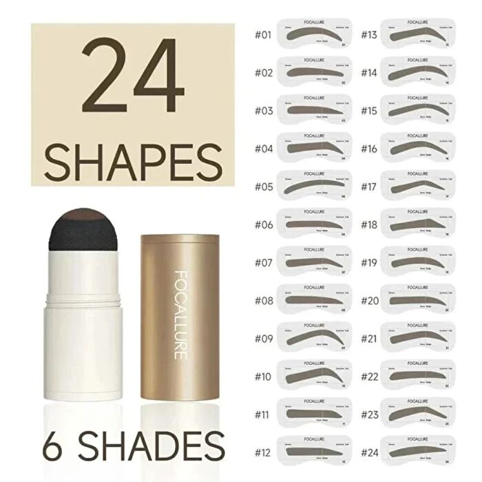 Focallure New Eyebrow Stamp Stencil Kit - 3 Colors - #BR04 Red Brown