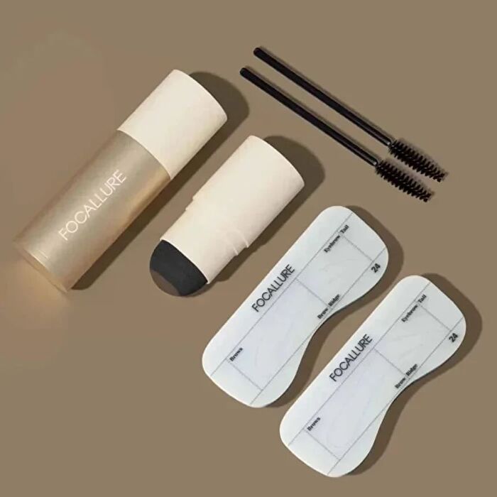 Focallure New Eyebrow Stamp Stencil Kit - 3 Colors - #BR04 Red Brown