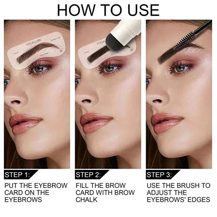 New Eyebrow Stamp Stencil Kit - 3 Colors - #BK01 Black