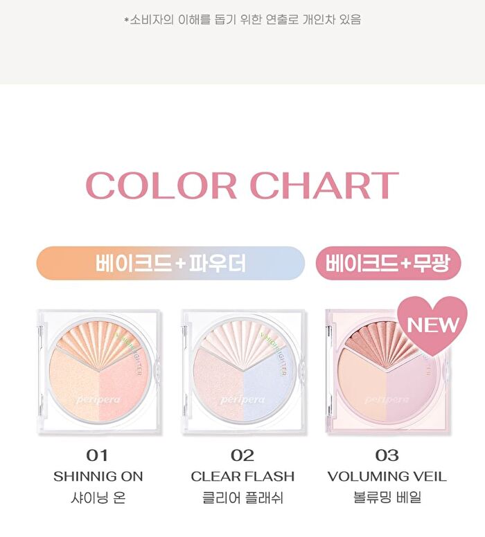 peripera V Highlighter - 3 Types - #01 Shining On