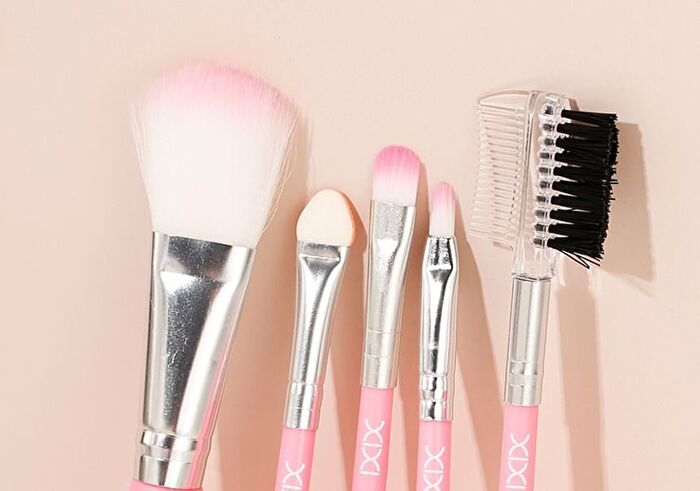 Set of 5: Pink Makeup Brush Set - #Brush Set - 5 pcs