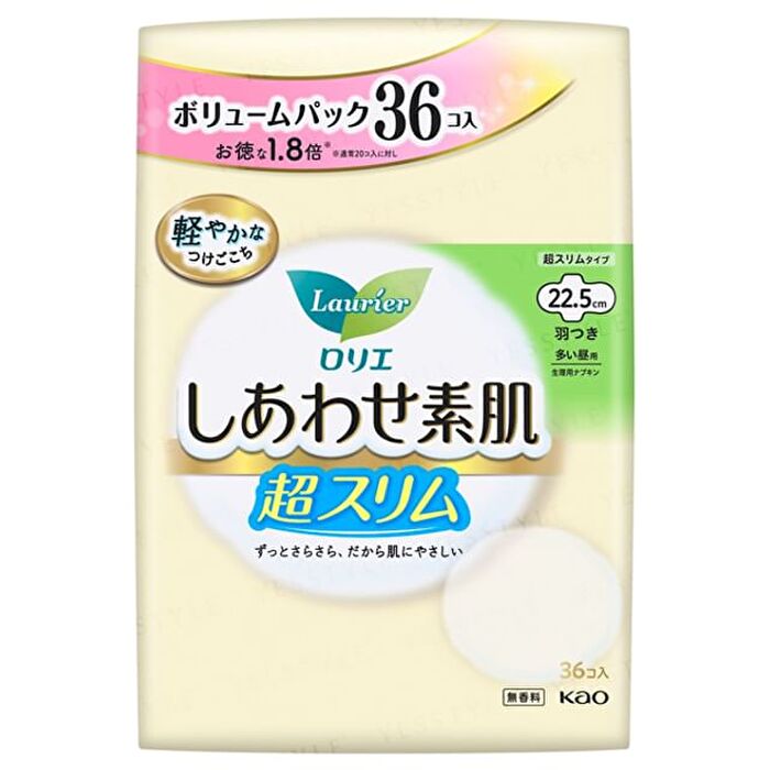 Laurier Happy Skin Volume Pack Ultra Slim Heavy Day Use 22.5cm With Wings - 36 pcs