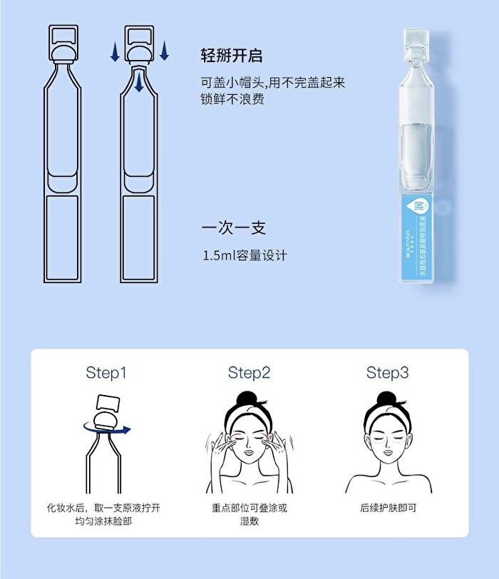 Beauty-fun Water-Extracted Linear Hyaluronic Acid Intense Moisturizing Essence (Travel Size) - Set (1.5ml x 5pcs)